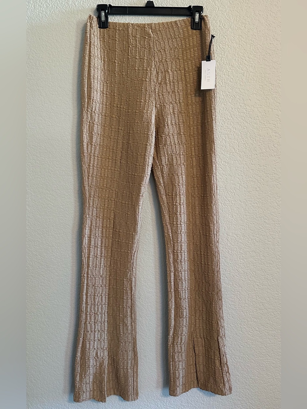 Astr the label Beige Textured Flare Pants